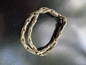 Vintage Sperry Signed Silver Tone Double Strand Link Chain Bracelet